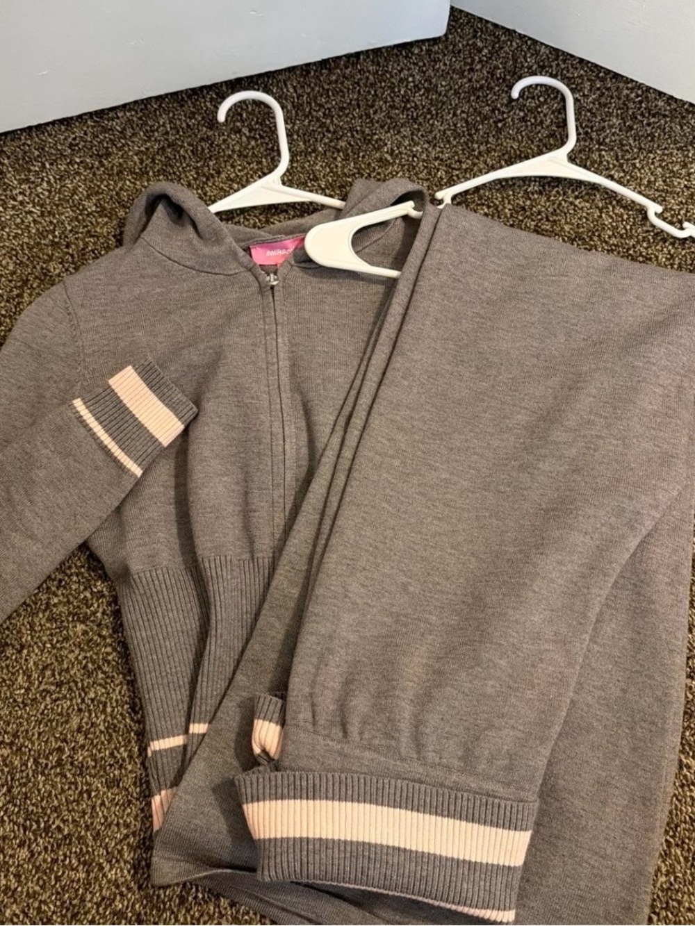 Edikted Kaliya Stripey Knit Zip Up Hoodie Pants set - Picture 1 of 2